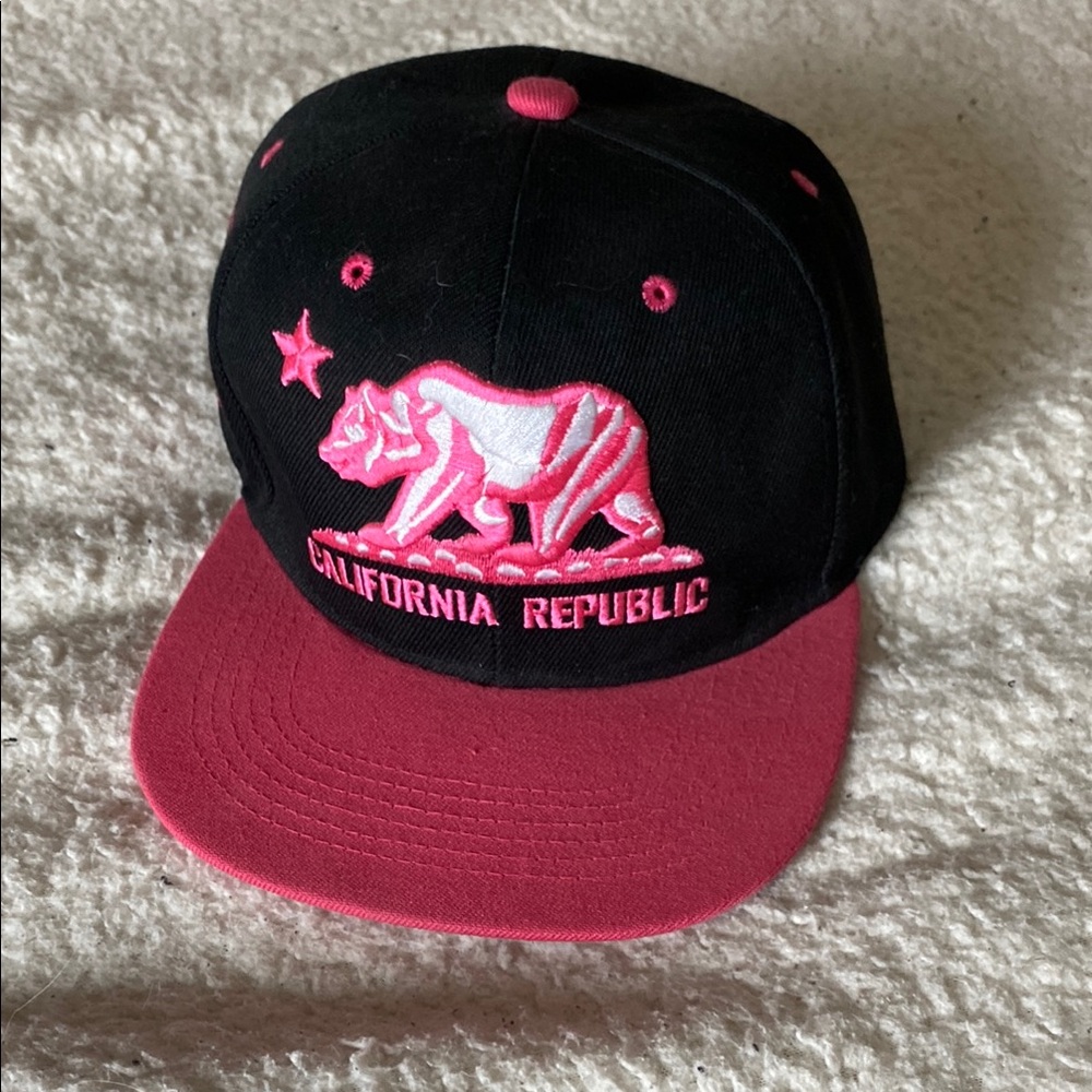 Black and Pink California Republic Cap